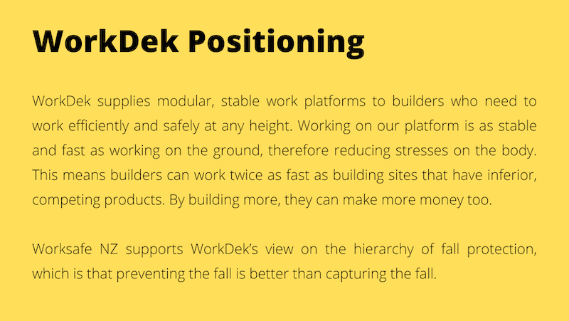 Workdek Positioning